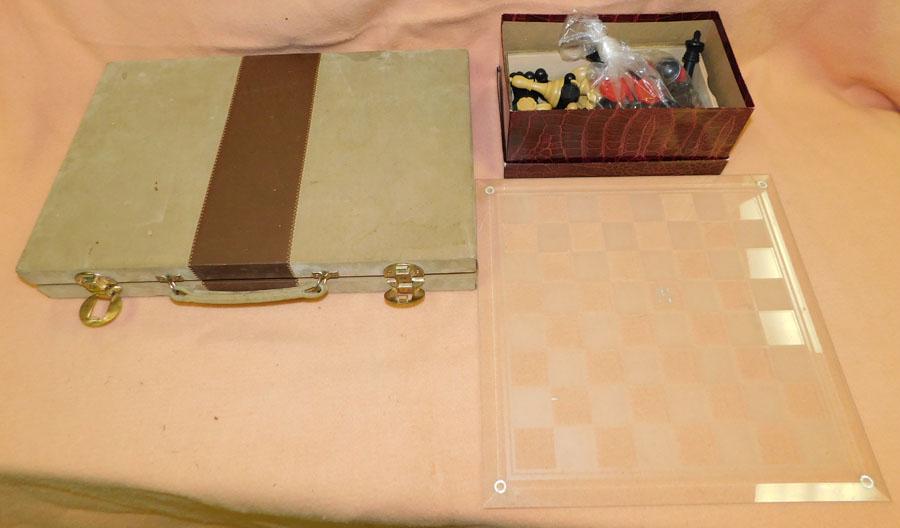 Chess Set & Backgammon Game with Pieces: Chess Set & Backgammon Game with Pieces. 18" x 12"