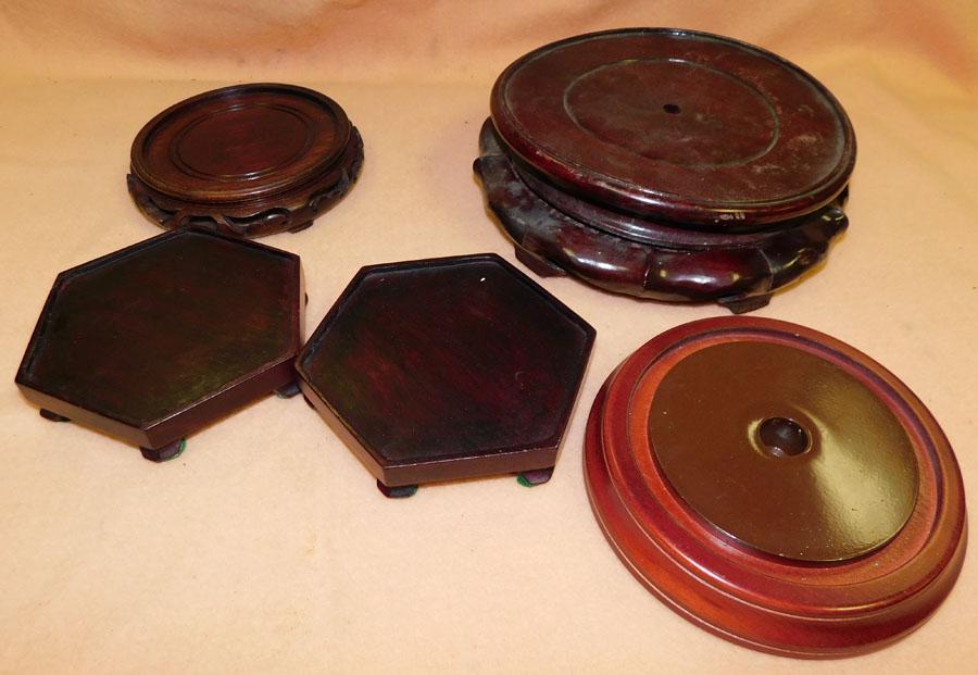 Lot of Teakwood Stands: Lot of Teakwood Stands. Up to 10" DIA.