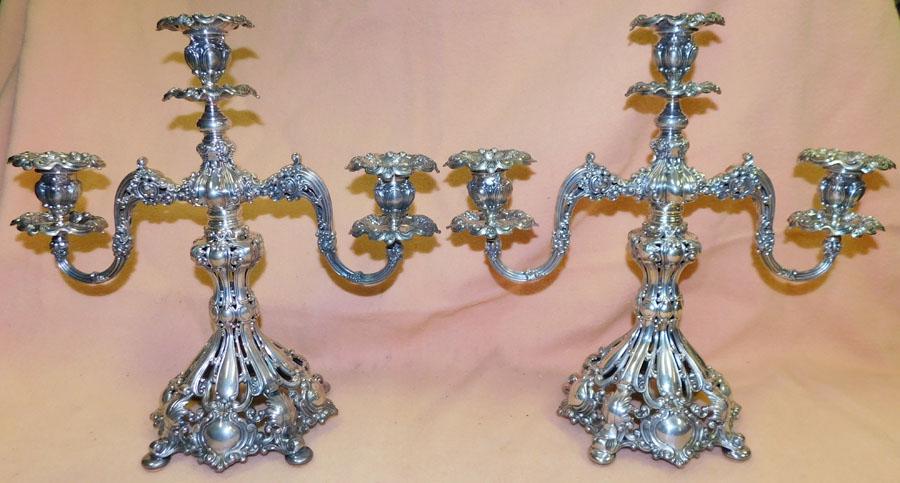 Pair of Silverplated Candelabras: Pair of Silverplated Candelabras. 16 1/4" H