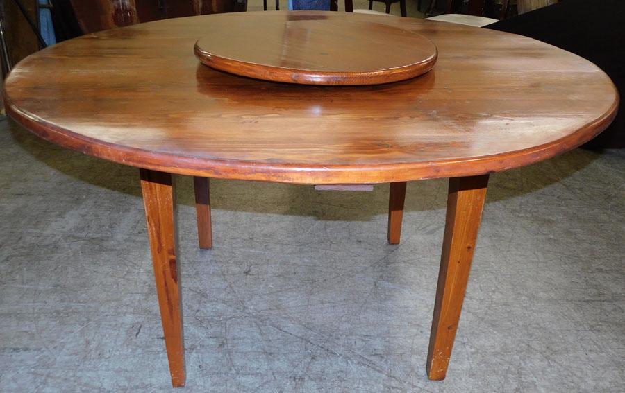Cabinetmade Pine Round Table w/ Lazy Susan: Cabinetmade Pine Round Kitchen Table with Lazy Susan . 54" DIA. 33" H