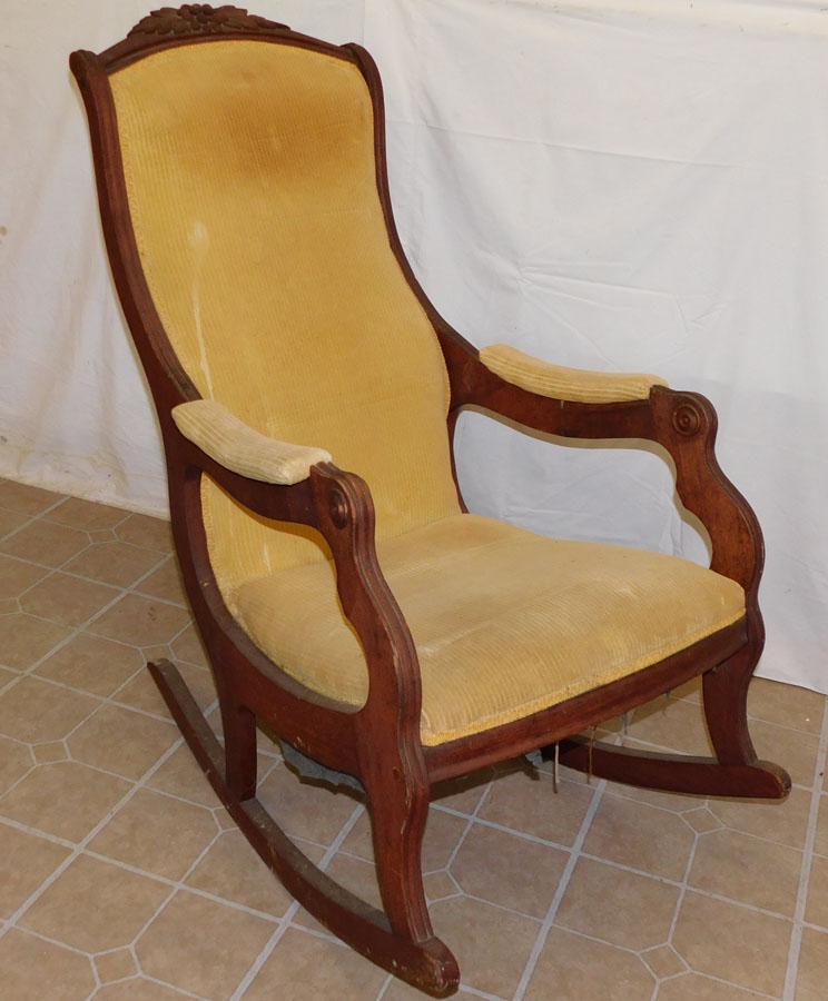 Antique Walnut Victorian Rocker: Antique Walnut Victorian Rocker. 40 1/2" H