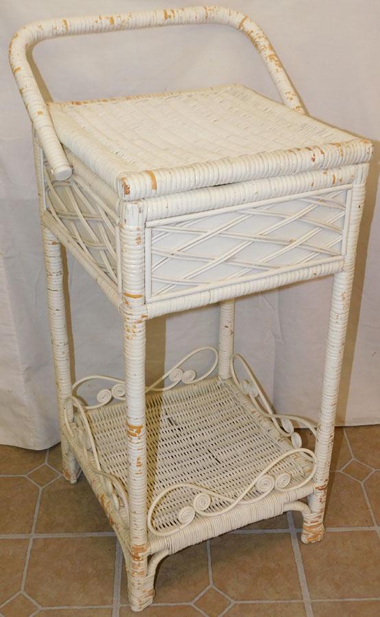 Wicker Sewing Stand: Wicker Sewing Stand. 16 1/2" W 16" D 28" H