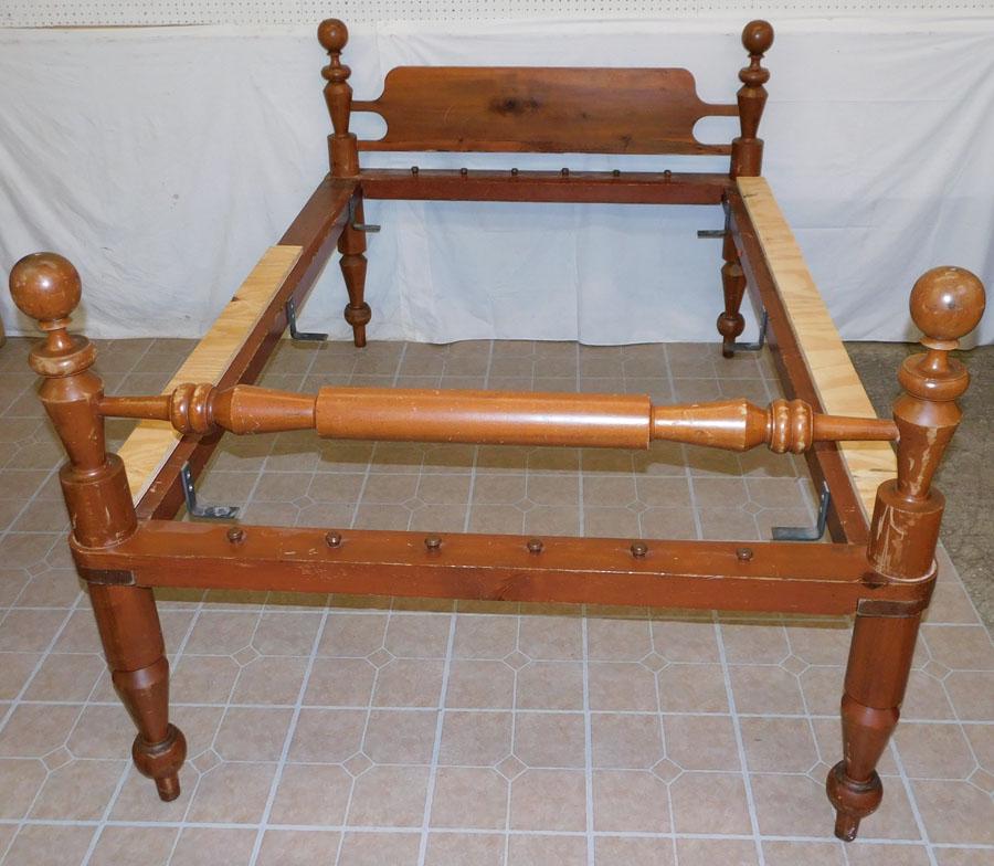 Antique Cherry Double Rope Canonball Bed: Antique Cherry Double Rope Canonball Bed. 55 1/2" W 83" L 44" H
