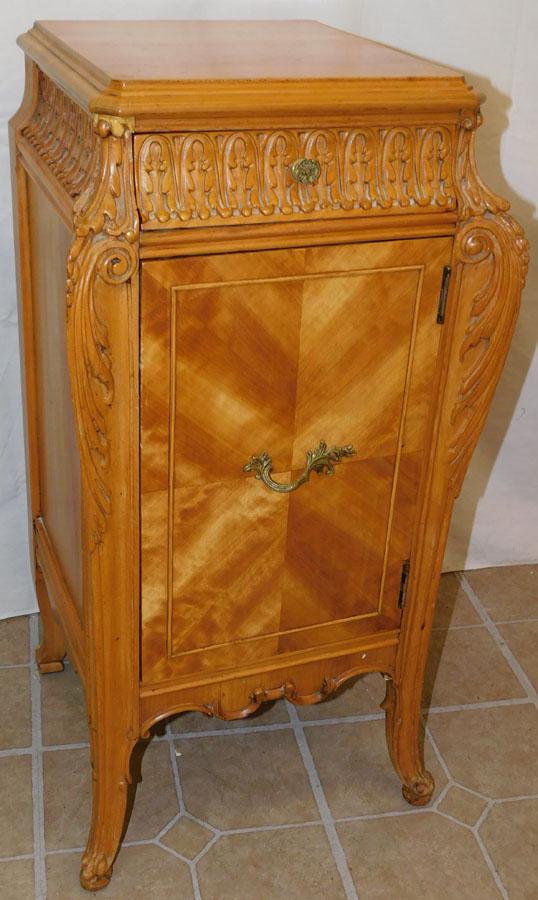 Satin Wood French Night Stand: Satin Wood French Night Stand. 15 1/2" W 15" D 30 1/4" H
