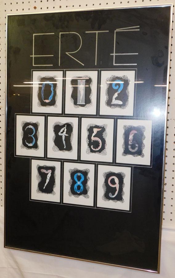 Framed Erte Poster: Framed Erte Poster. 24 1/4" W 36 1/4" H