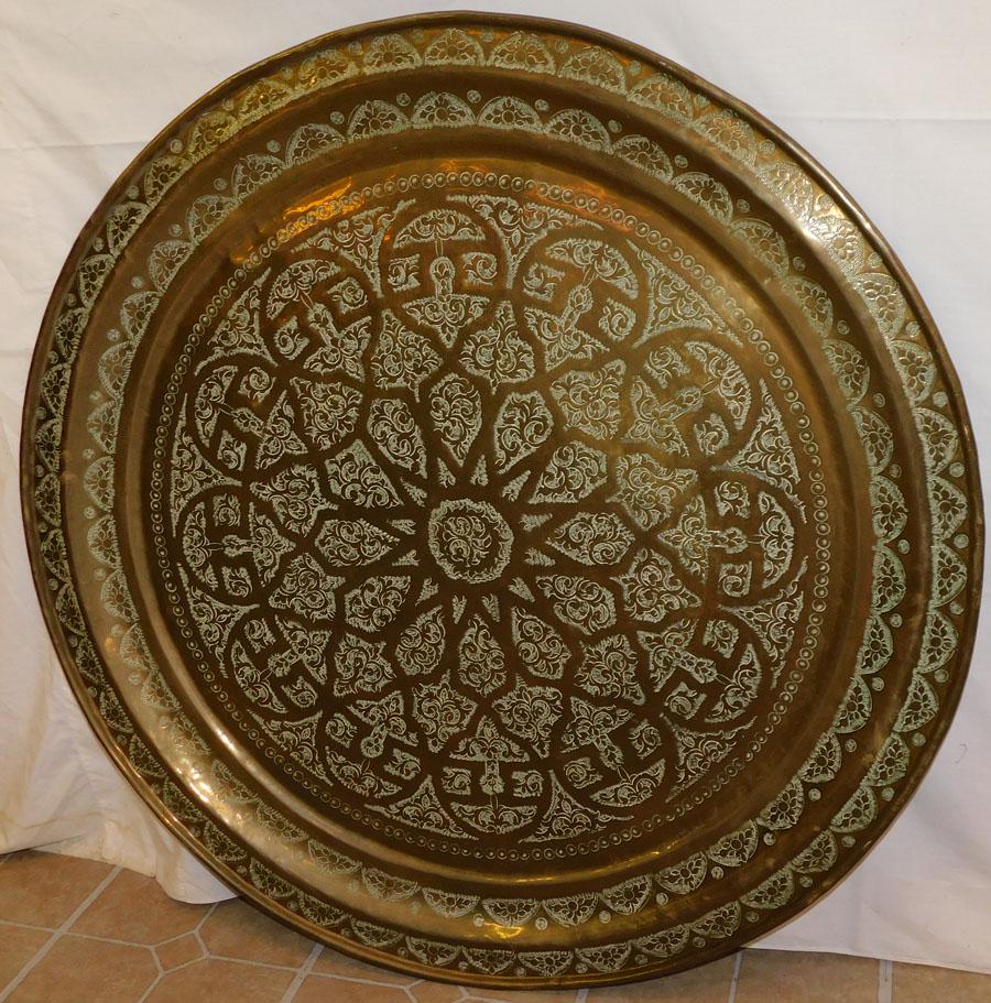 Large Brass Tray: Large Brass Tray. 38" DIA