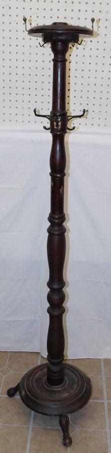 Mahogany Turned Coat/Hat Rack: Mahogany Turned Coat/Hat Rack. 58" H