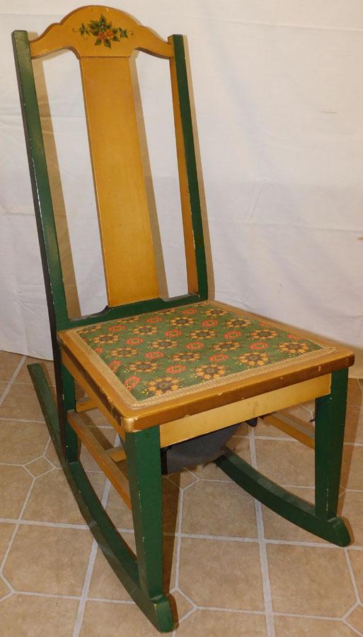 Paint Decorated Rocking Chair: Paint Decorated Rocking Chair. 35 3/4" H