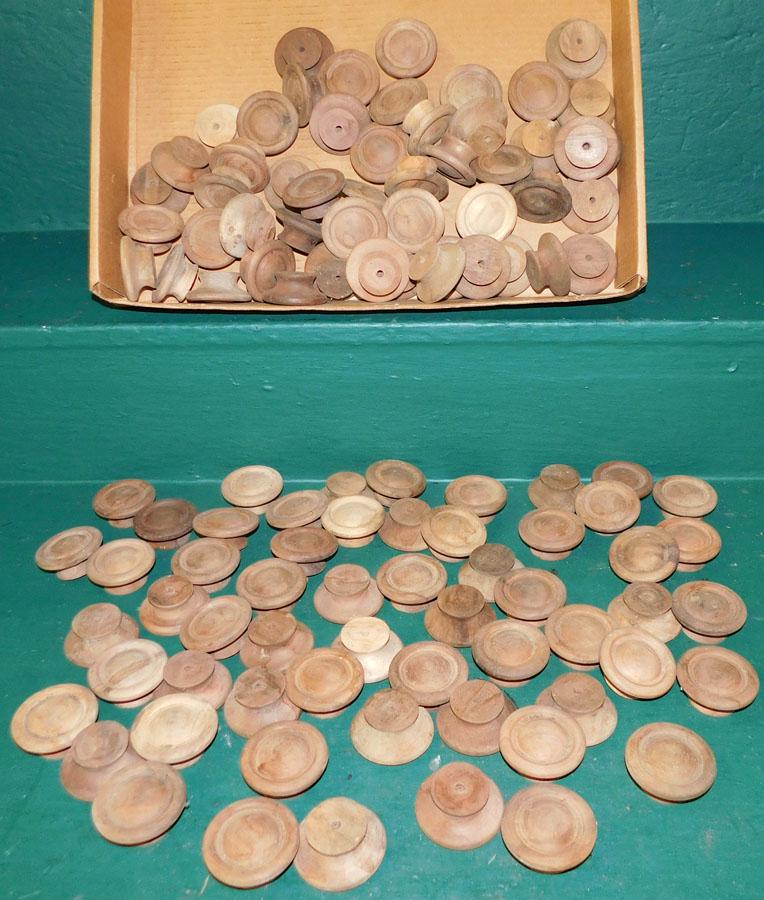 Over 100 Walnut & Other Wooden Knobs: Lot of Over 100 Walnut & Other Wooden Furniture Knobs.