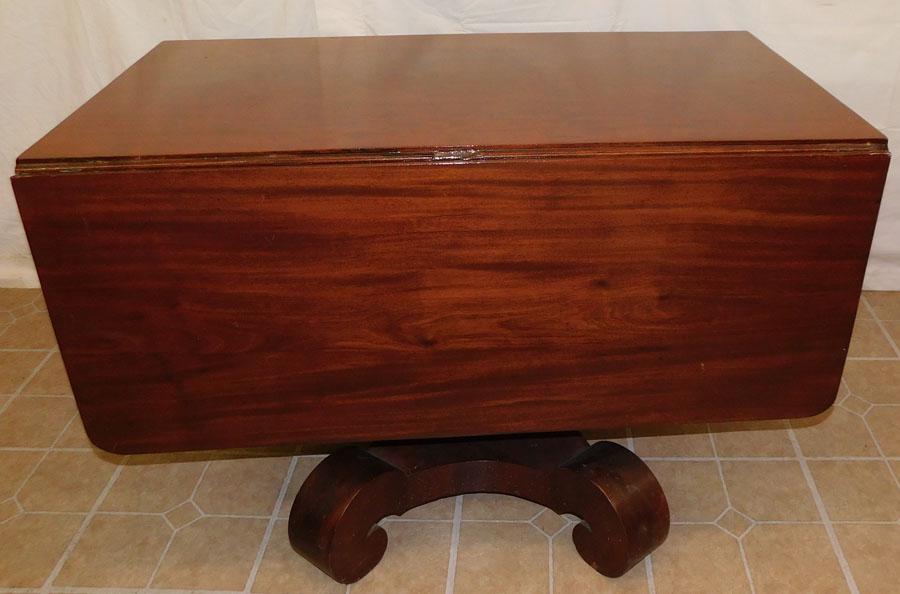 Empire Mahogany Pedestal Drop-Leaf Table: Empire Mahogany Pedestal Drop-Leaf Table . 41 1/4" W 23 1/2" D 29" H