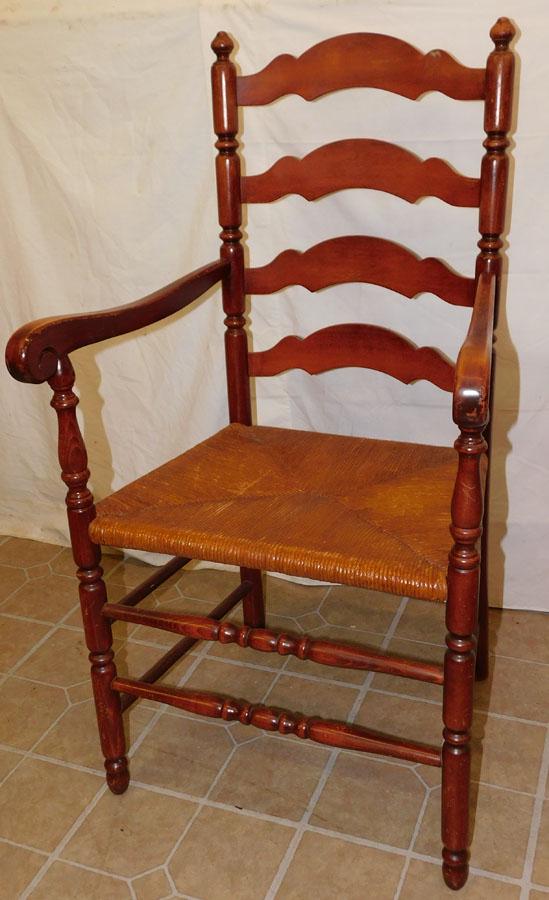 Birch or Cherry rush seat Ladder Back Arm Chair: Birch or Cherry Ladder Back Arm Chair with Rush Seat. 40" H