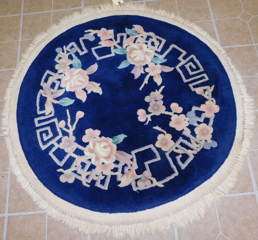 Small Round Handmade Aubusson Rug: Small Round Handmade Aubusson Rug. 38" DIA.