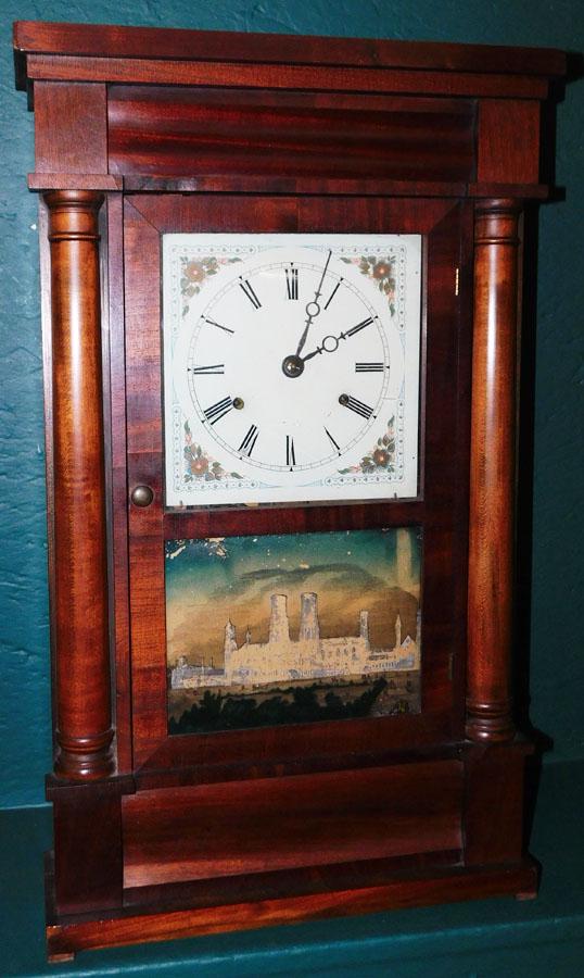 19th C Mahogany OGEE Clock by Seth Thomas: 19th Century Mahogany OGEE Clock by Seth Thomas. 15" W 4 1/4" D 25 1/2" H