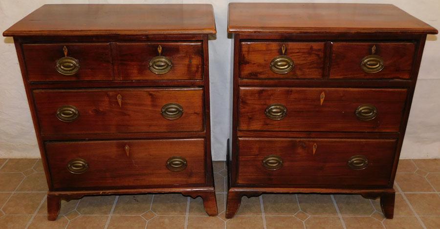 Pair of Cherry 3 Drawer Night Stands: Pair of Cherry 3 Drawer Night Stands. 26 3/4" W 15 1/4" D 29 3/4" H