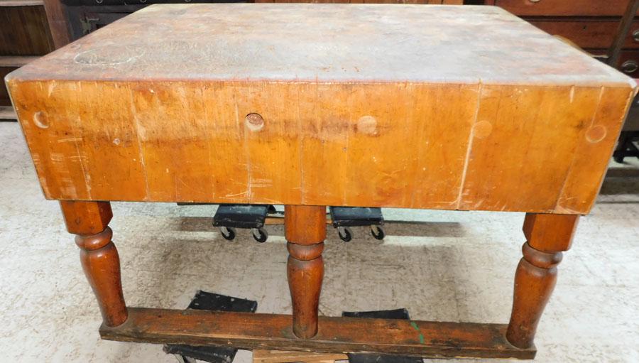 Maple Butchers Block Kitchen Island by Bally Block Co.: Maple Butchers Block Kitchen Island by Bally Block Co.. 50 1/2" W 35 1/4" D 31 3/4" H