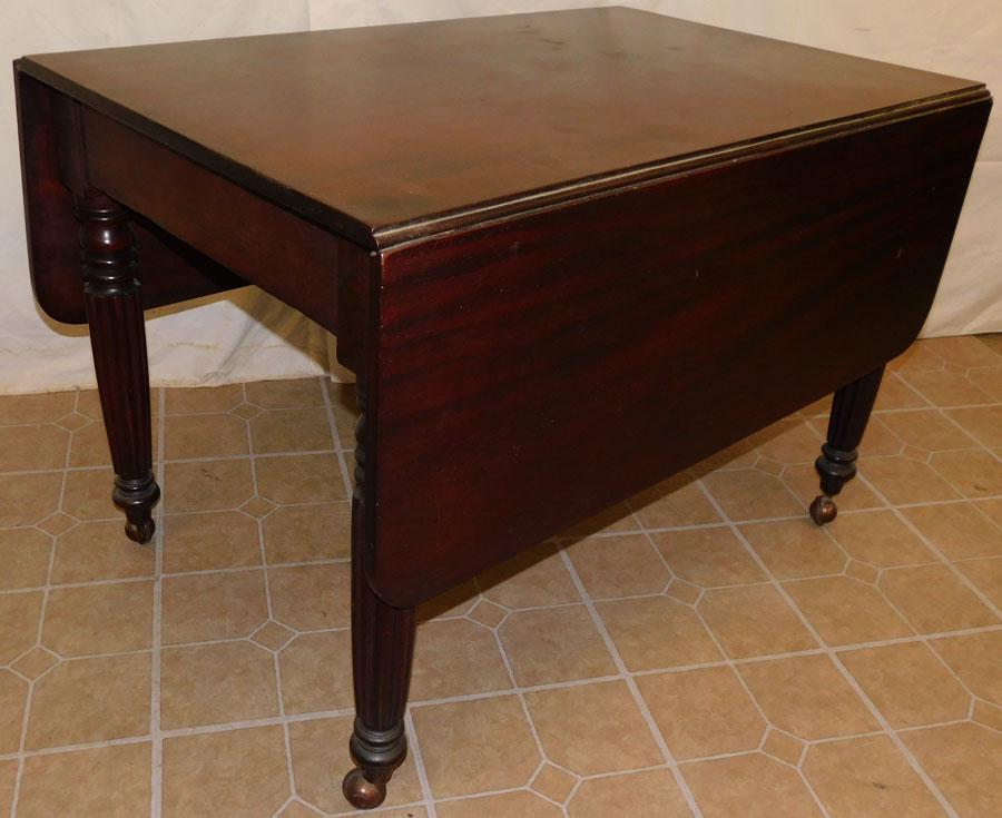 19th Century Mahogany Sheraton Drop Leaf Table: 19th Century Mahogany Sheraton Drop Leaf Table. 42" W 27 1/2" D 28 3/4" H