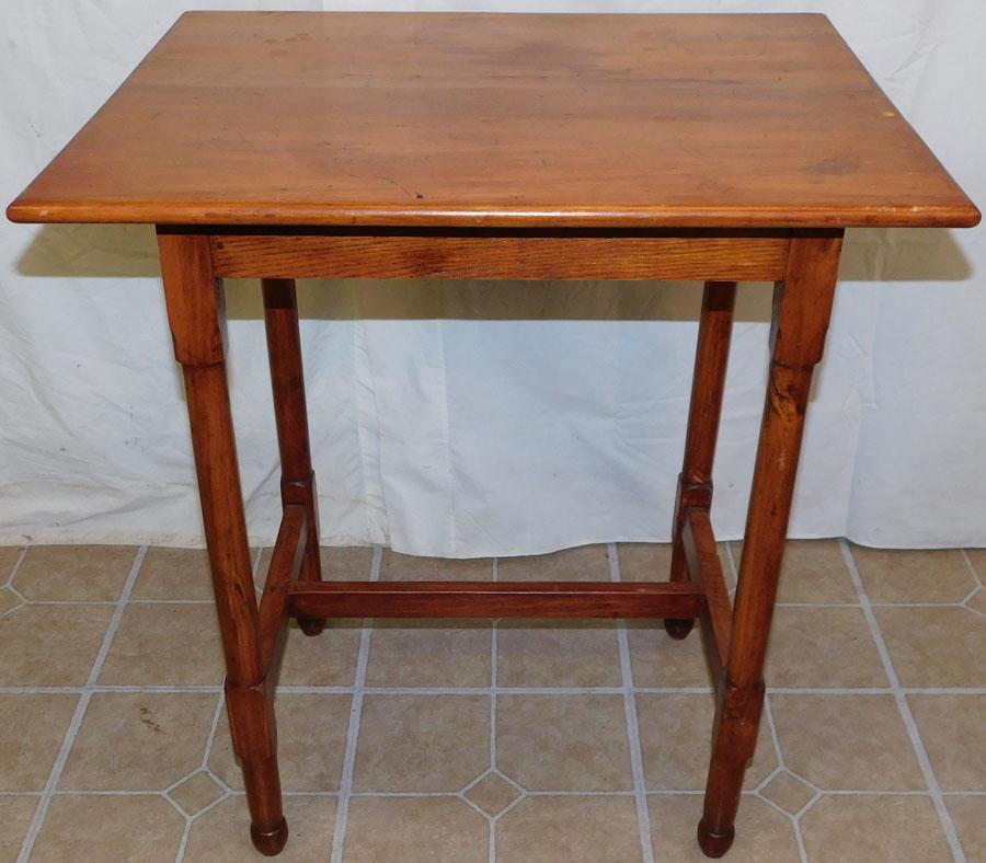Antique Cherry Stretcher Base Tea Table: Antique Cherry Stretcher Base Tea Table. 24 1/2" W 20" D 28" H