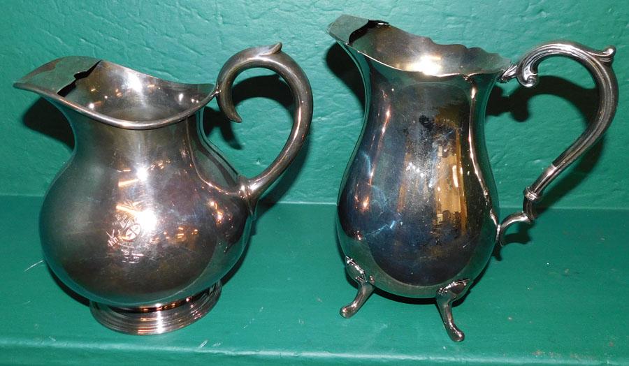 SP Martin & Hall Water Pitcher & SP Water Pitcher: Silverplated Martin & Hall Water Pitcher & Silverplated Water Pitcher. Up to 8 3/4" H