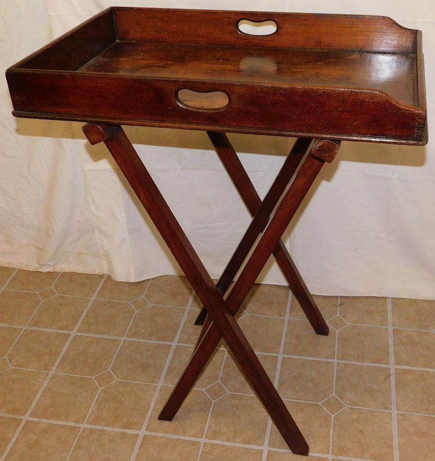 19th Century English Mahogany Butler's Tray: 19th Century English Mahogany Butler's Tray . 28" W 17 3/4" D - Stand is 32 1/2" H