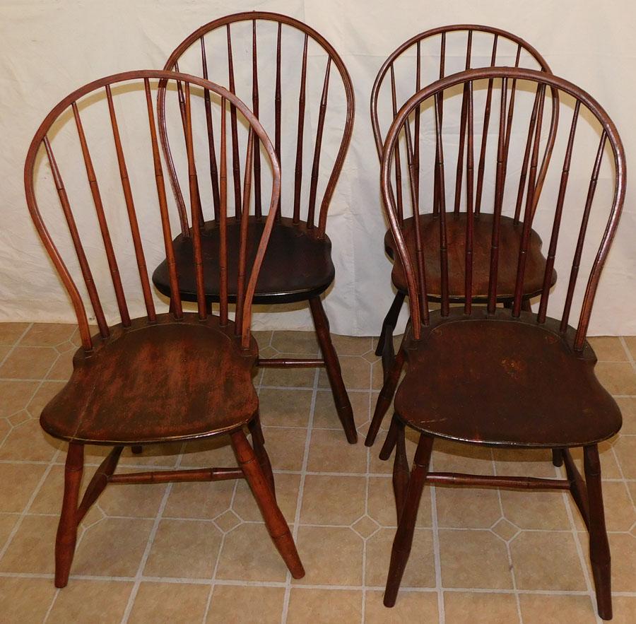 Set of 4 Bamboo Turned Windsor Saddle Seat Side Chairs: Set of 4 Bamboo Turned Windsor Saddle Seat Side Chairs. 36 1/2" H