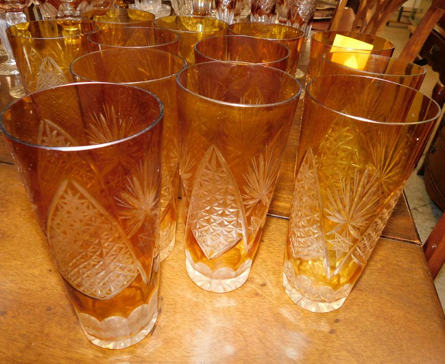 12 Cut to Clear Ice Tea Glasses: 12 Cut to Clear Ice Tea Glasses. 6 1/4" H
