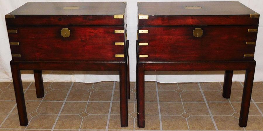 2 Mahogany Campaign Boxes on Stands: 2 Mahogany Campaign Boxes on Stands. 24" W 14" D 25 1/2" H