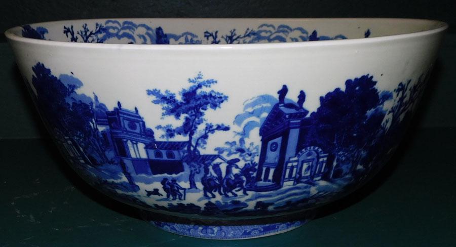 Large Blue & White Ironstone Bowl: Large Blue & White Ironstone Bowl. 16" DIA 7 1/4" H