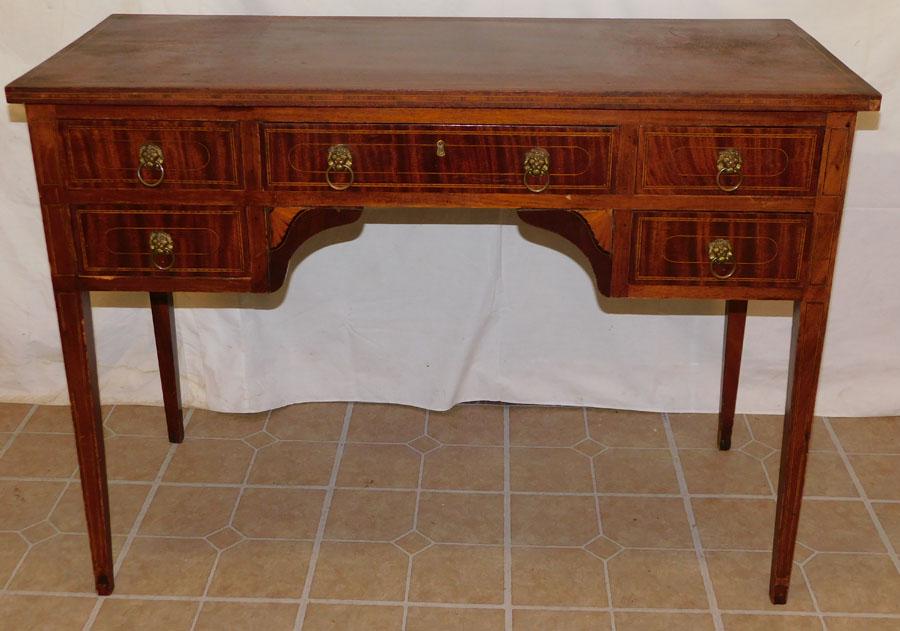 Antique Mahogany Inlaid Dressing Table: Antique Mahogany Inlaid Dressing Table. 42" W 18 1/2" D 30 3/4" H