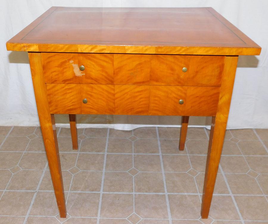 Antique 2 Drawer Satinwood Worktable: Antique 2 Drawer Satinwood Worktable . 29 1/2" W 24 1/2" D 30 1/2" H