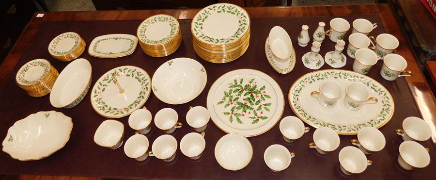 88 Pieces of Lenox China in Holiday Pattern: 88 Pieces of Lenox China in Holiday Pattern.