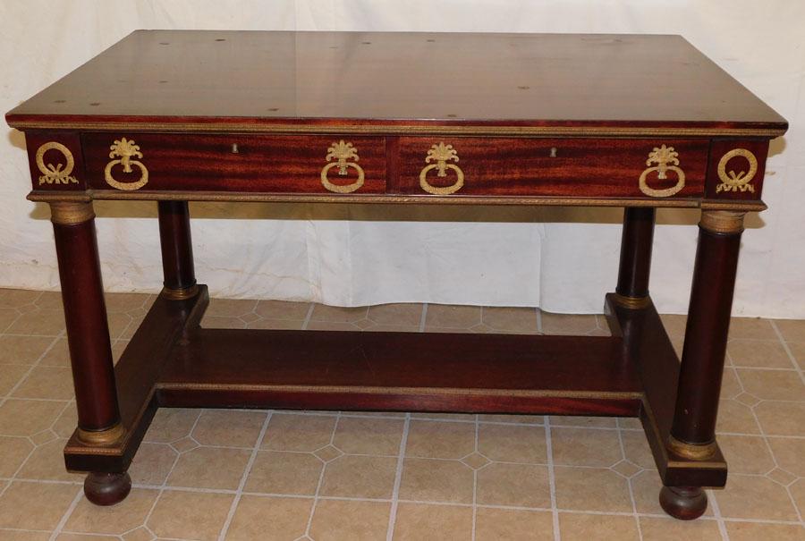French Empire Mahogany Partner's Desk: French Empire Mahogany Partner's Desk with Bronze Mounts. 48 1/4" W 30" D 30 1/2" H