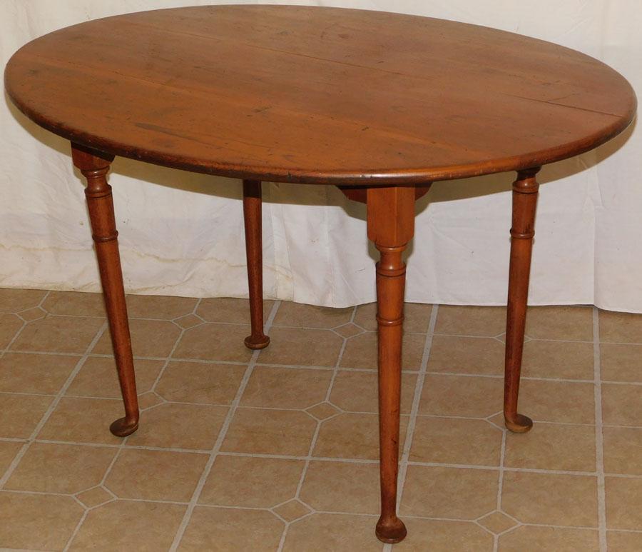 Primitive Pine Oval New England QA Tea Table: Primitive Pine Oval New England Queen Anne Tea Table. 38 3/4" W 31 1/4" D 24 1/4" H