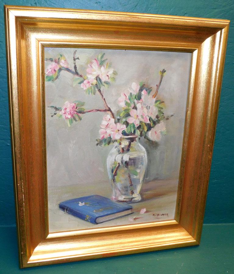 OOB Still life signed 19 1/4" X 23 1/4": Oil on Board still life signed. 19 1/4" X 23 1/4"
