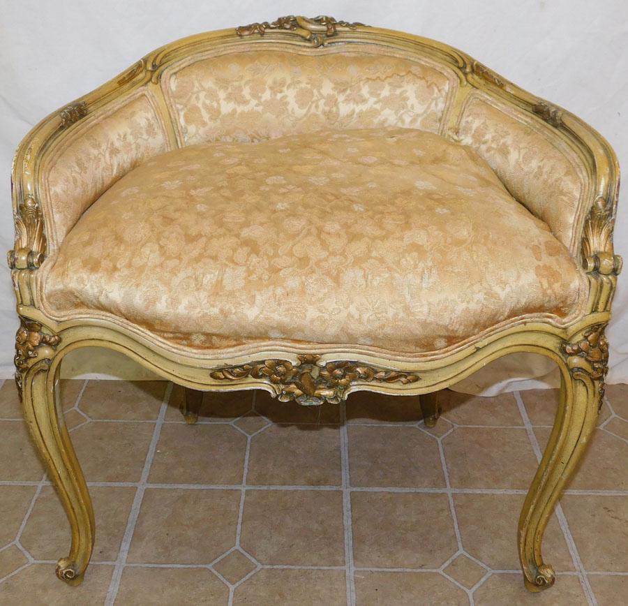 Antique Painted French Vanity Bench: Antique Painted French Vanity Bench . 24 1/2" H