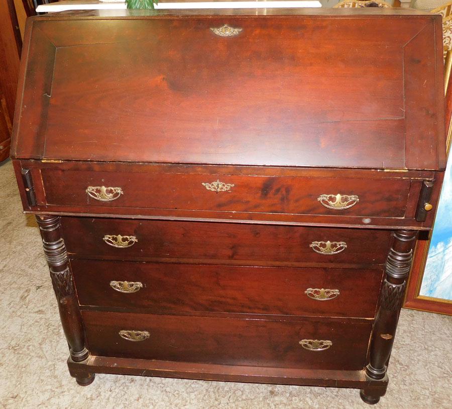 Mahogany Empire Fall Front Desk: Mahogany Empire Fall Front Desk. 43" W 21 1/2" D 46 3/4" H