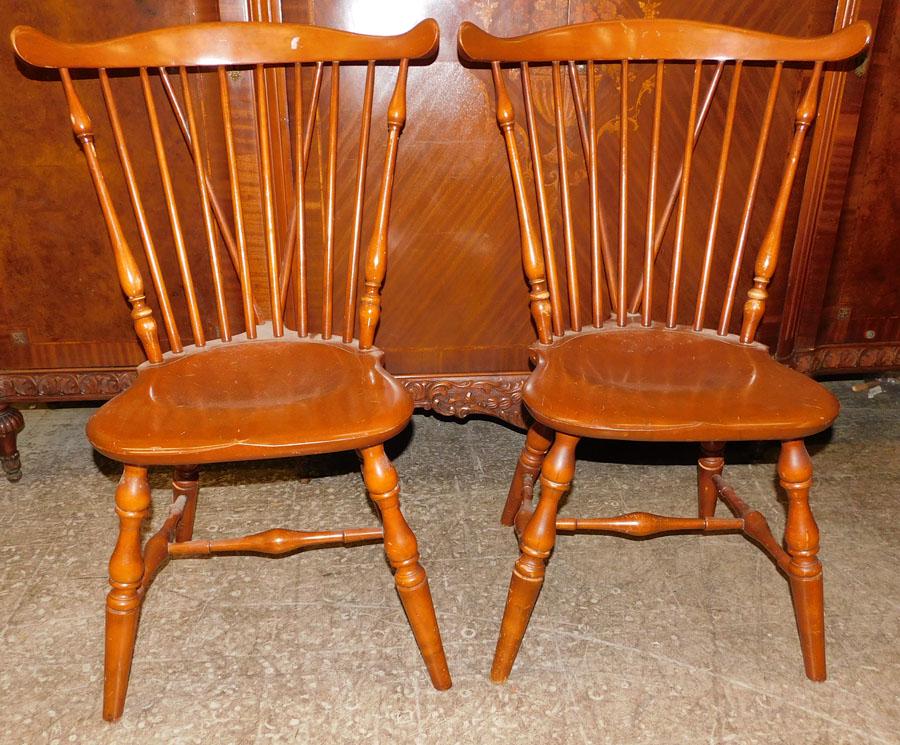 Pair of Cherry Saddle Seat Windsor Style Chairs: Pair of Cherry Saddle Seat Windsor Style Chairs . 36" H
