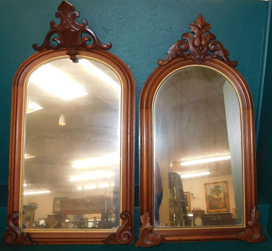 2 Antique Walnut Victorian Mirrors: 2 Antique Walnut Victorian Mirrors. 22 1/4" x 42"