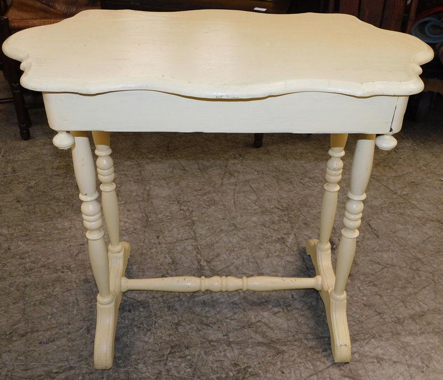 Shaped Top Painted Tea Table: Shaped Top Painted Tea Table. 30 1/4" W 18" D 26 3/4" H