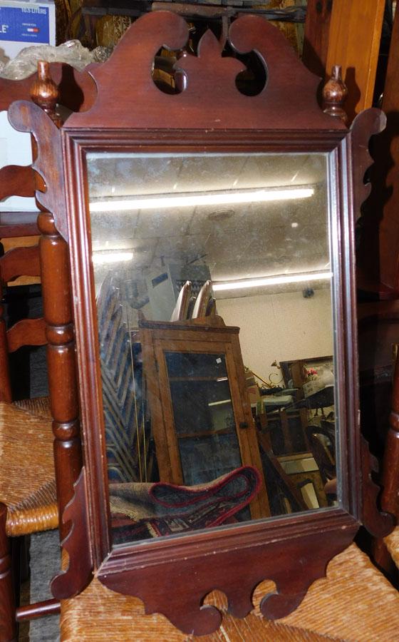 Mahogany Framed Chippendale Mirror: Mahogany Framed Chippendale Mirror. 17 1/2" x 28 1/2"