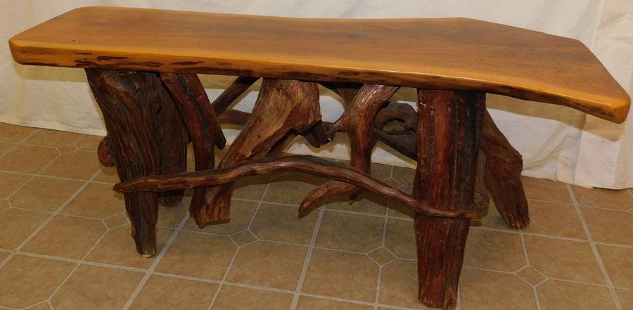 Rustic Hickory Plank Bottom Bucket Bench (1 of 2)