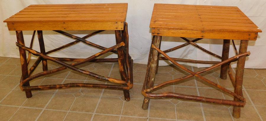 Two Rustic Hickory Side Tables (1 of 2)