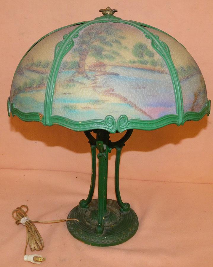 Reverse Painted Shade Table Lamp (One Panel As Is) (1 of 5)