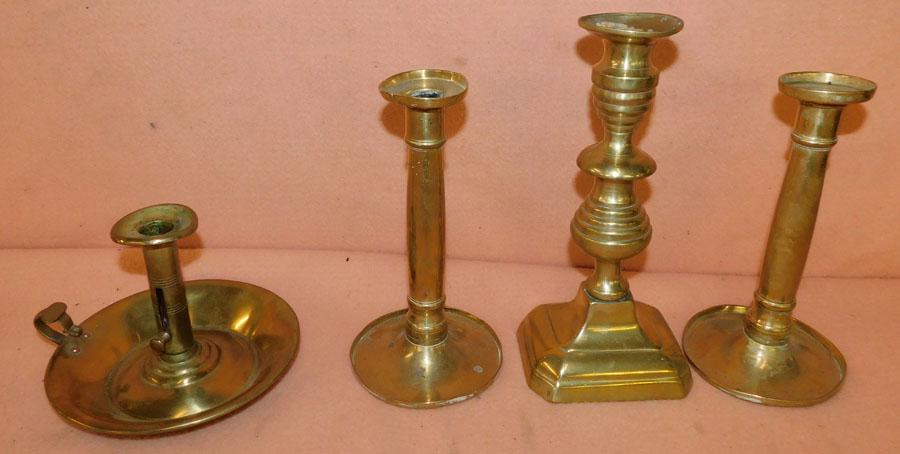Lot 4 19th C Brass Candlesticks (1 of 2)