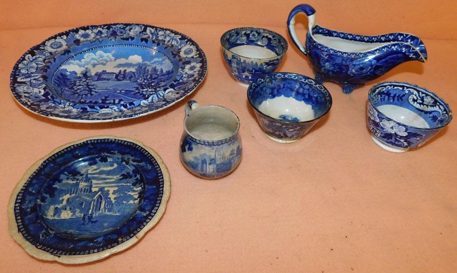 7 Pc Antique Historical Blue & White Transferware (1 of 11)
