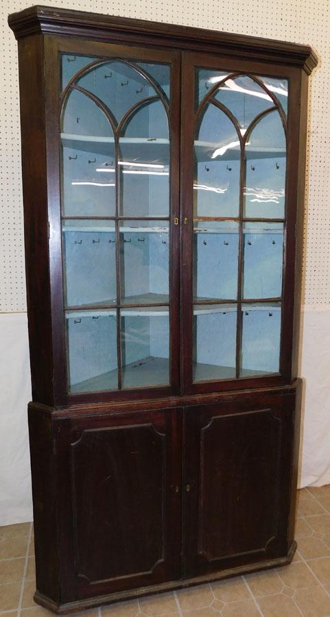 19th C Mahogany 2 Pc Corner Cupboard (1 of 3)