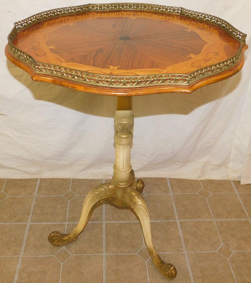 Rosewood Inlay Tea Table W/ Bronze Gallery (1 of 4)