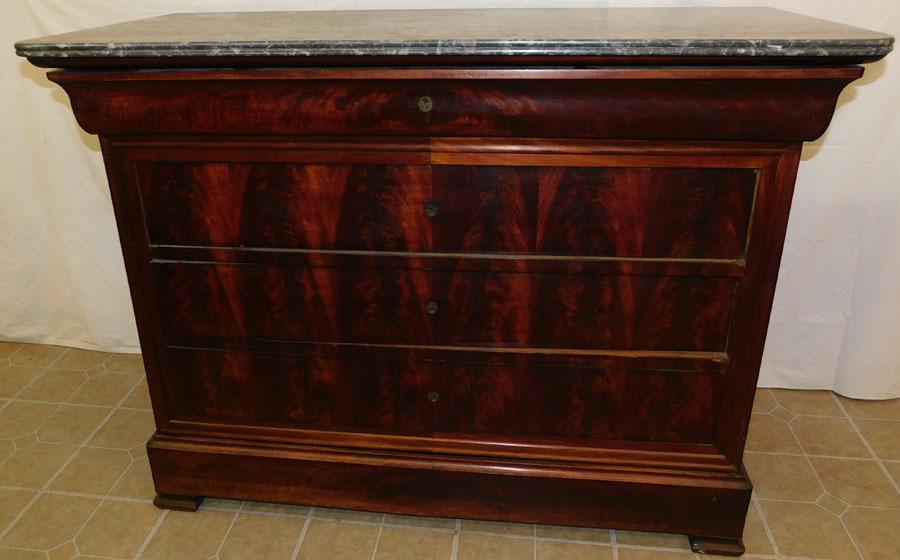 Mahogany Marble Top Louis Phillippe Chest (1 of 7)
