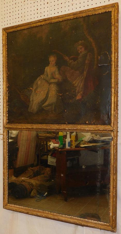 Antique French Trumeau Mirror (As Is): Antique French Trumeau Mirror (As Is). 32" X 31"
