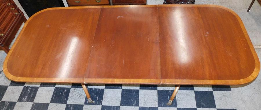 Mahogany 2-Pedestal Banded Top Table W/ Lrg Leaf (1 of 4)