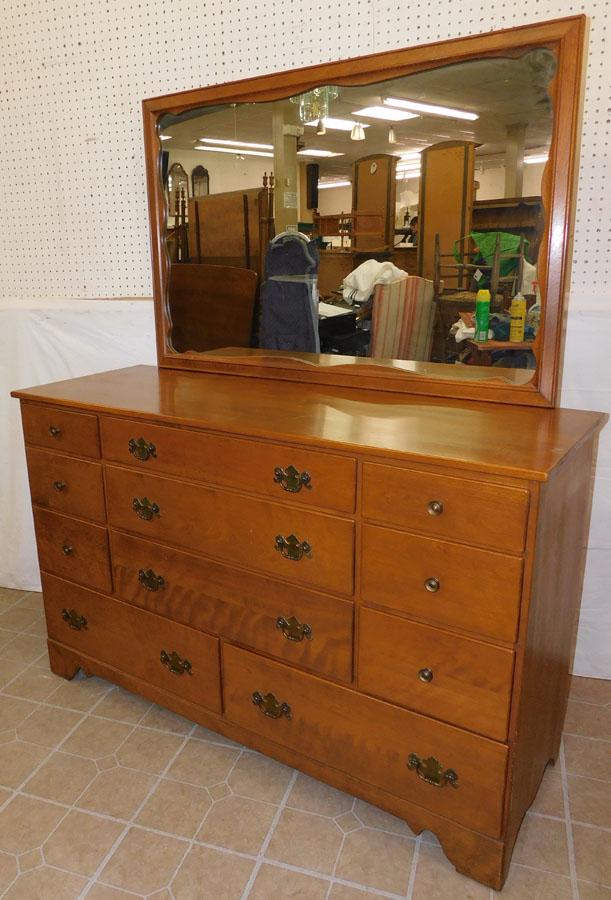 Cherry Dresser with Mirror by Ethan Allen: Cherry Dresser with Mirror by Ethan Allen. 54 1/2" W 19 1/4" D 65" H